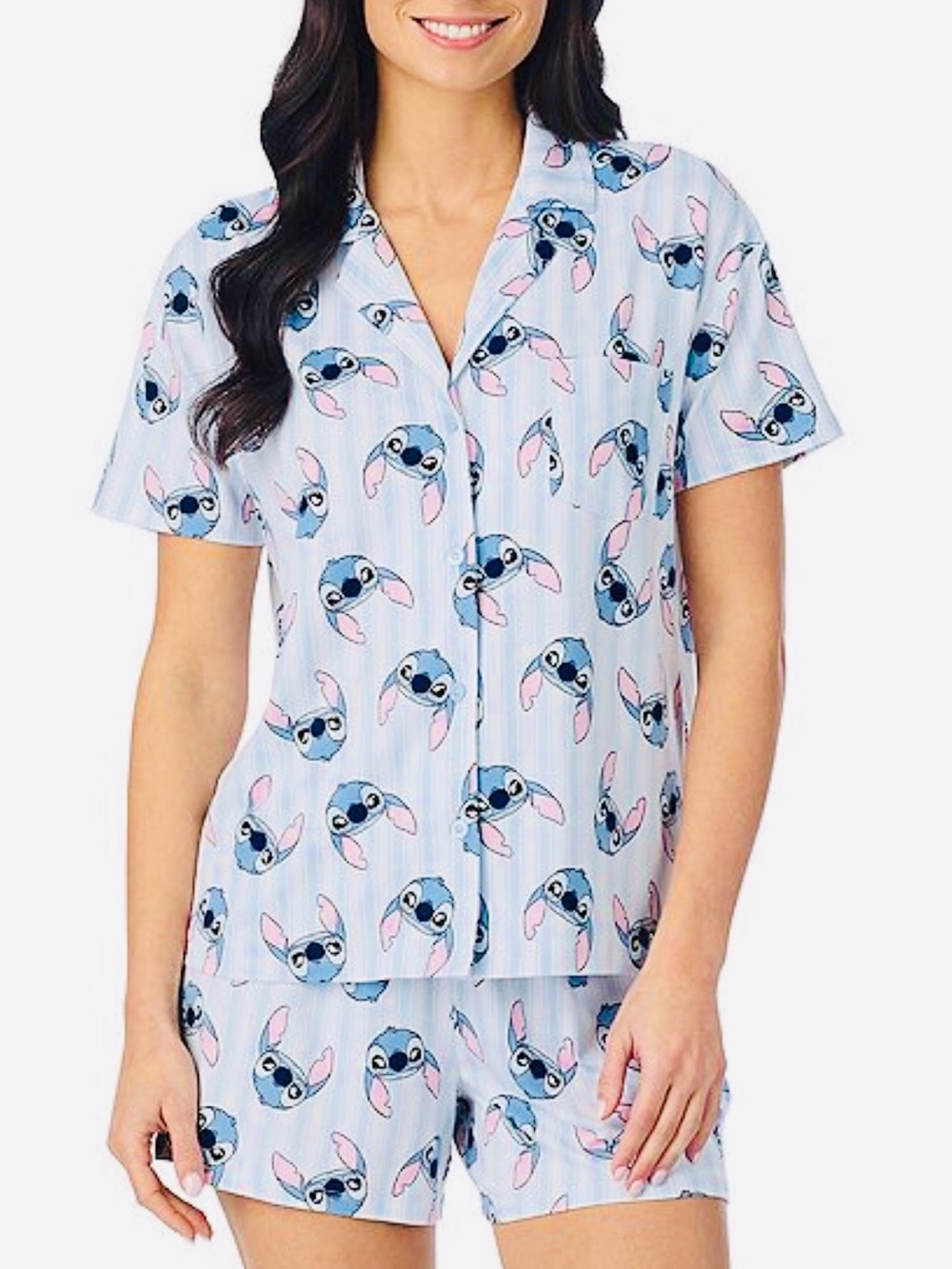 Disney Light Blue Stitch Short Pajama Set